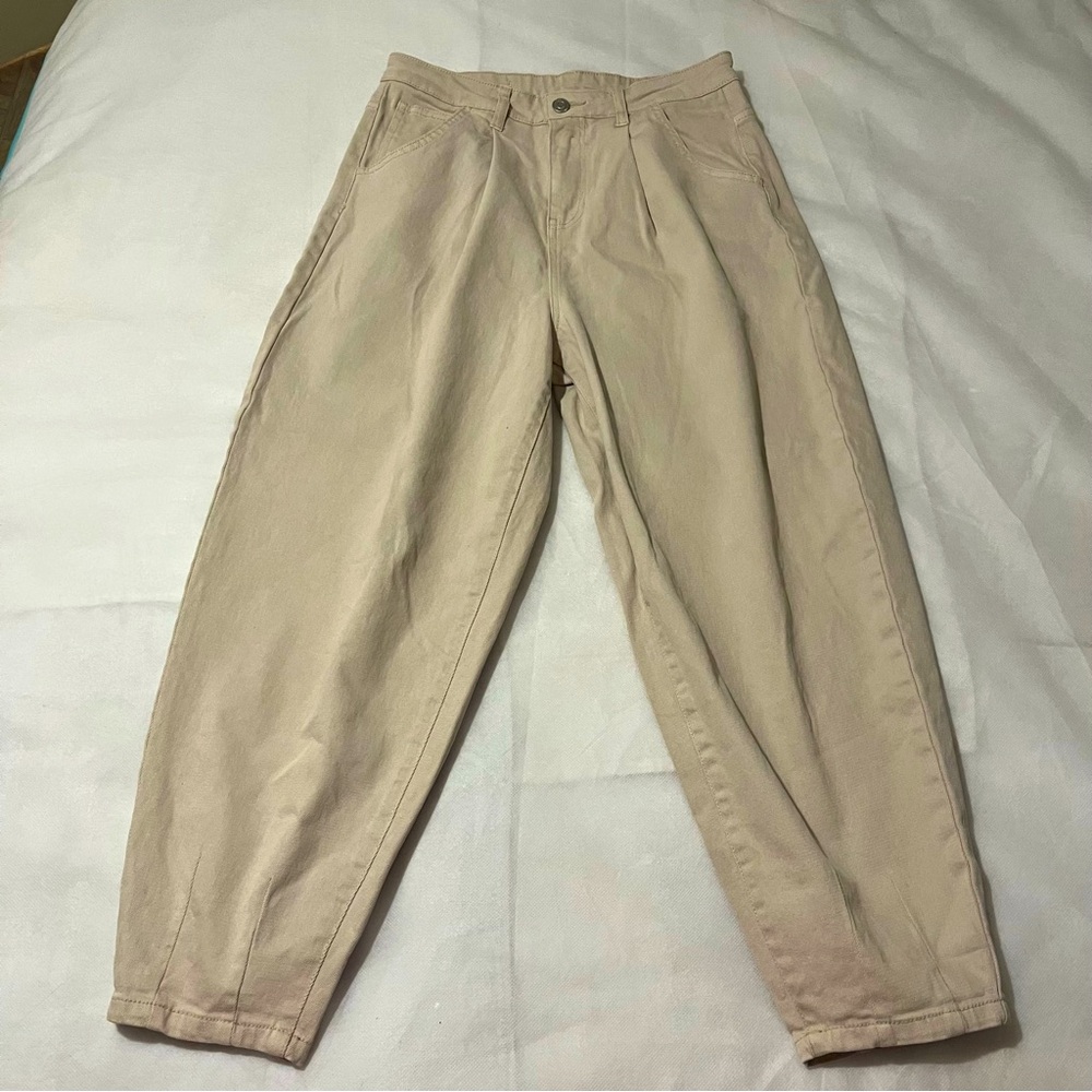 Prologue pleated khaki mom jeans